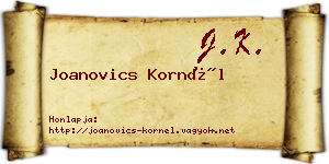 Joanovics Kornél névjegykártya